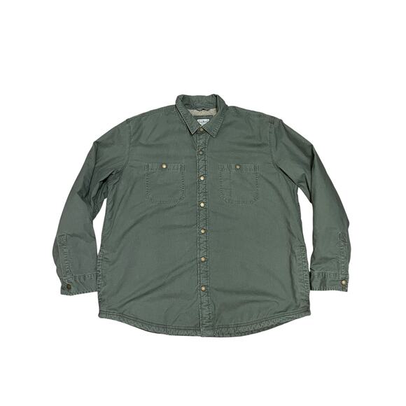 LL Bean Mens Green Sherpa Lined Snap Button Traditional Fit Jacket Sz XL Reg - Picture 1 of 14